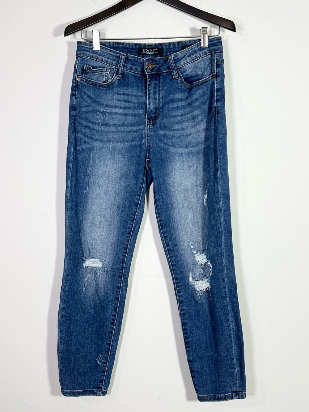 Judy Blue Relaxed Fit Distressed High Rise Skinny Jeans